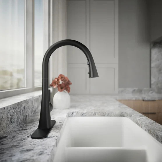 Kohler Guild Pull-down Kitchen Sink Faucet Matte Black R33912-BL 3fun Sprayhead gallery