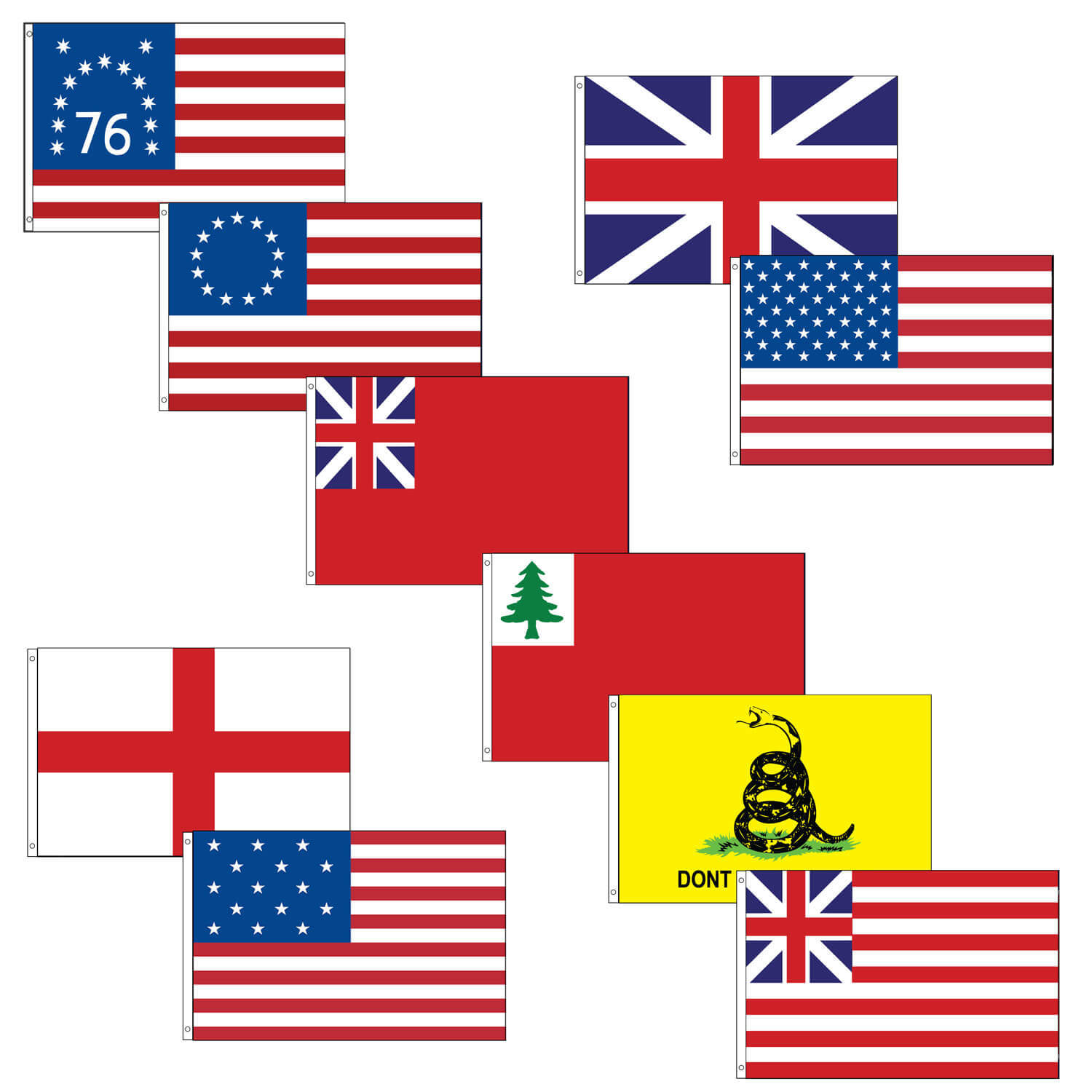 3x5 American Revolutionary War Flag Gift Set 10 Flags in All (Super Polyester) gallery