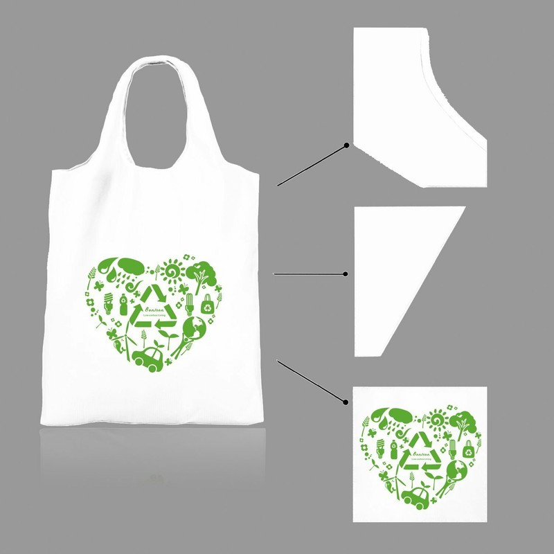 Reusable Water Resistant Foldable Polyester Grocery Shopping Bags 3 Black+3White gallery