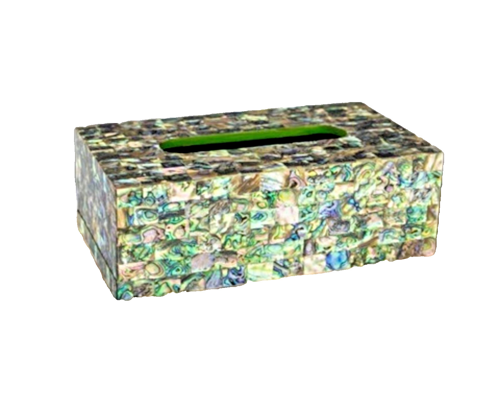 12"x6"x4" Abalone Shell Tissue Box Handmade Semi Precious Real Inlay Stone Decor gallery