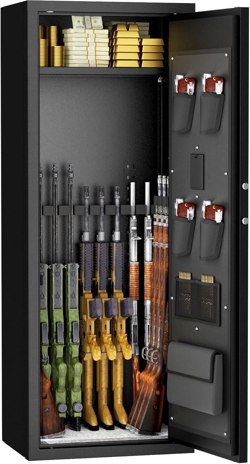 Gun Safe 8-12 Guns Large Black Quick Access Adjustable Racks VCGUN1 INTERGREAT gallery
