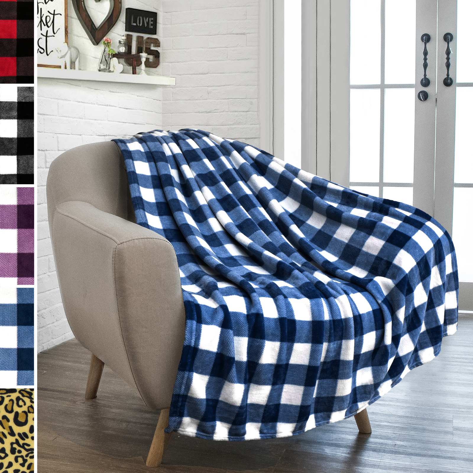 Plaid Blanket Soft Fleece Throw Buffalo Check Pattern Bedspread Sofa Couch Bed gallery