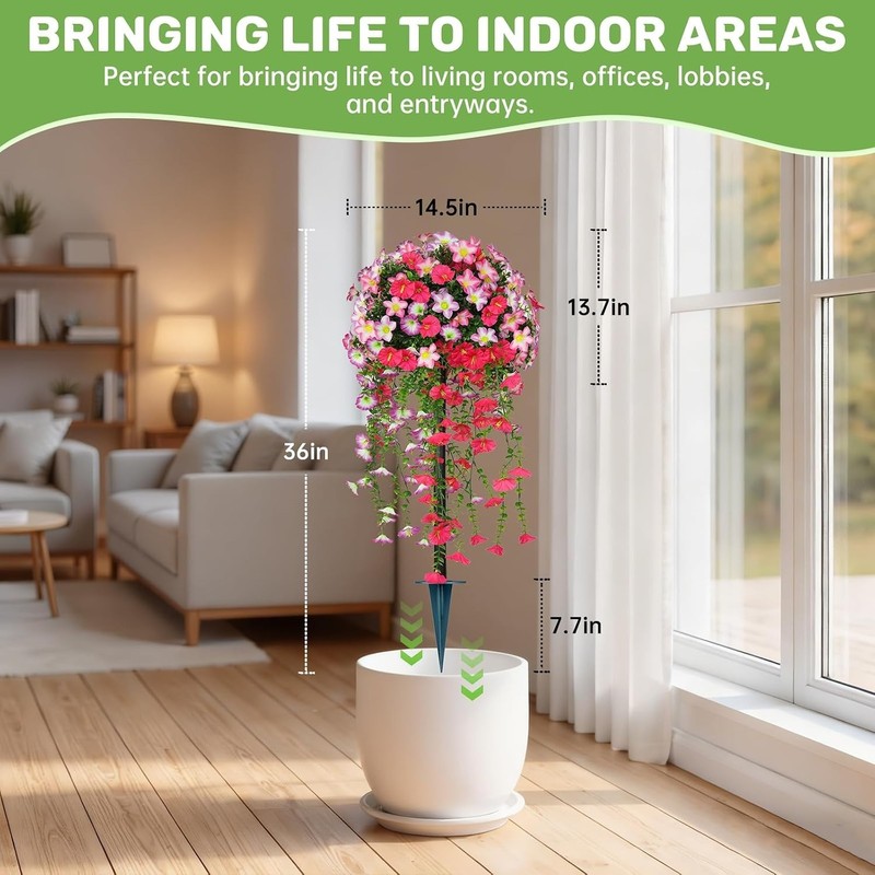 Elegant 2-Pack Artificial Pink Topiary Balls - Maintenance-Free Outdoor Beauty gallery