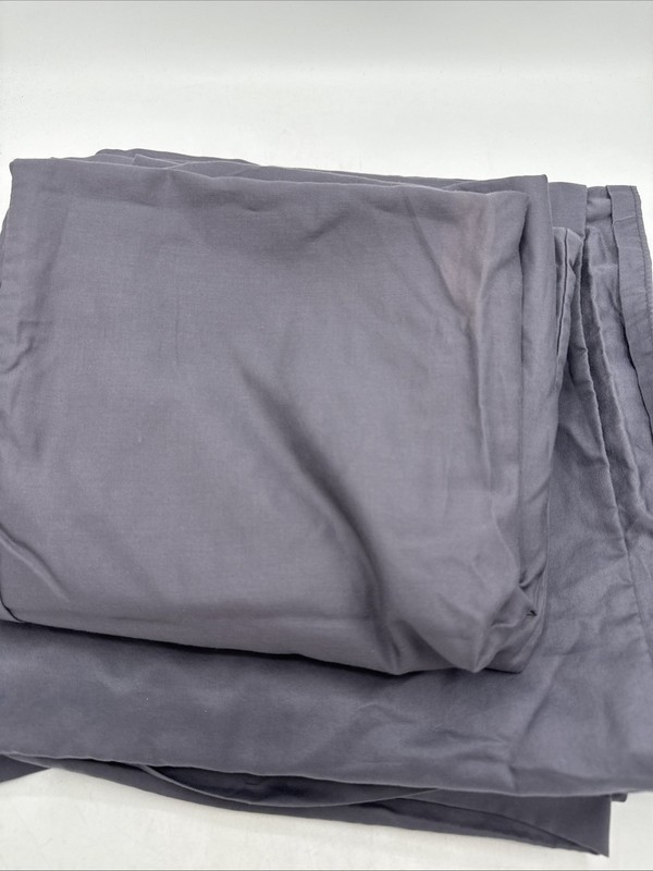 Brooklinen 3 Piece Sheet Set Flat Pillowcases Slate Gray 100% Cotton Pre Owned gallery
