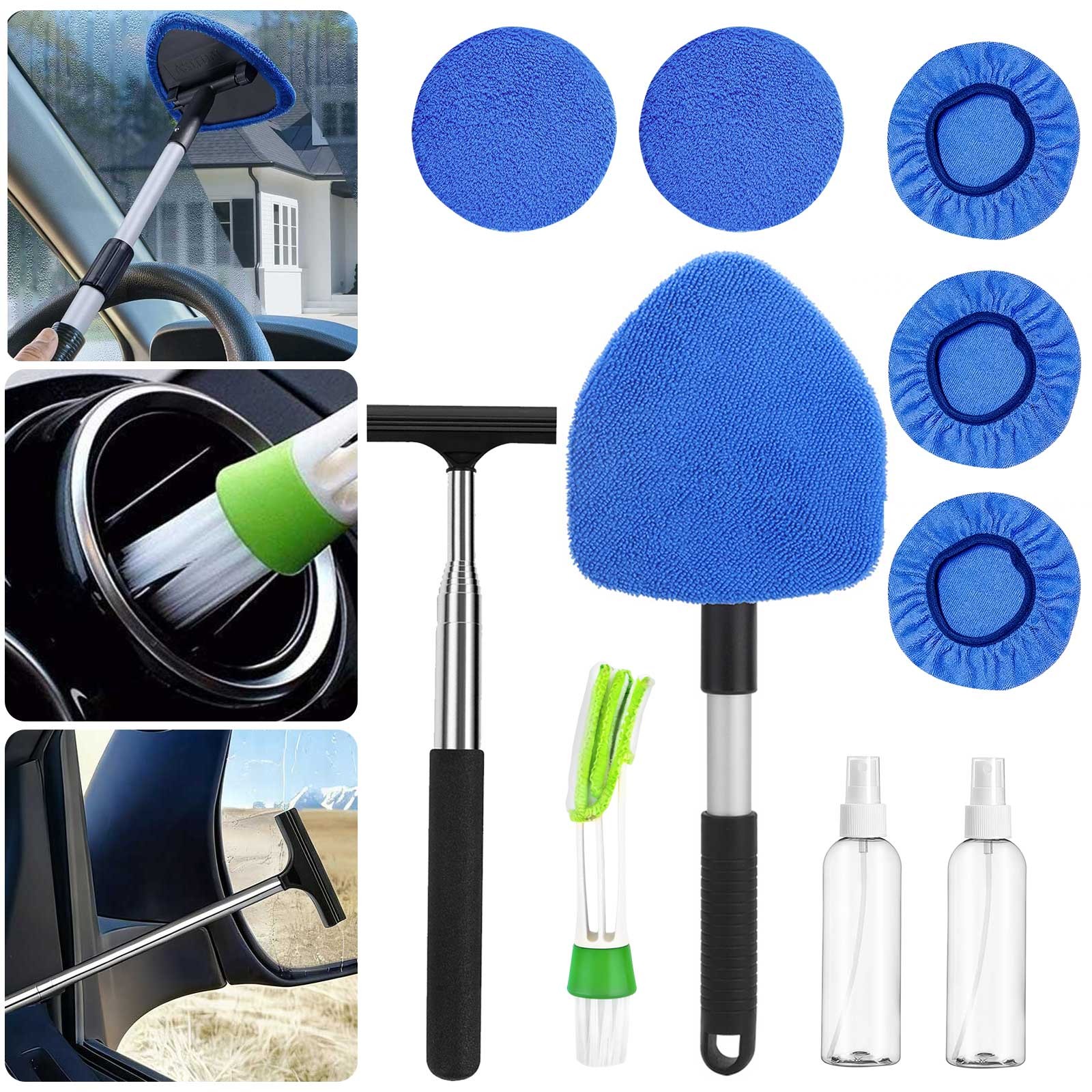 Windshield Cleaning Tool Kit Car Window Glass Wiper Cleaner Brush Pad + Squeegee gallery