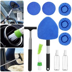 Windshield Cleaning Tool Kit Car Window Glass Wiper Cleaner Brush Pad + Squeegee