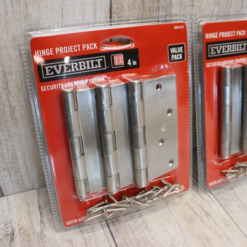 6 Pc- Everbilt 4 in. Security Door Hinge, Square Corners, Satin Nickel Finish gallery