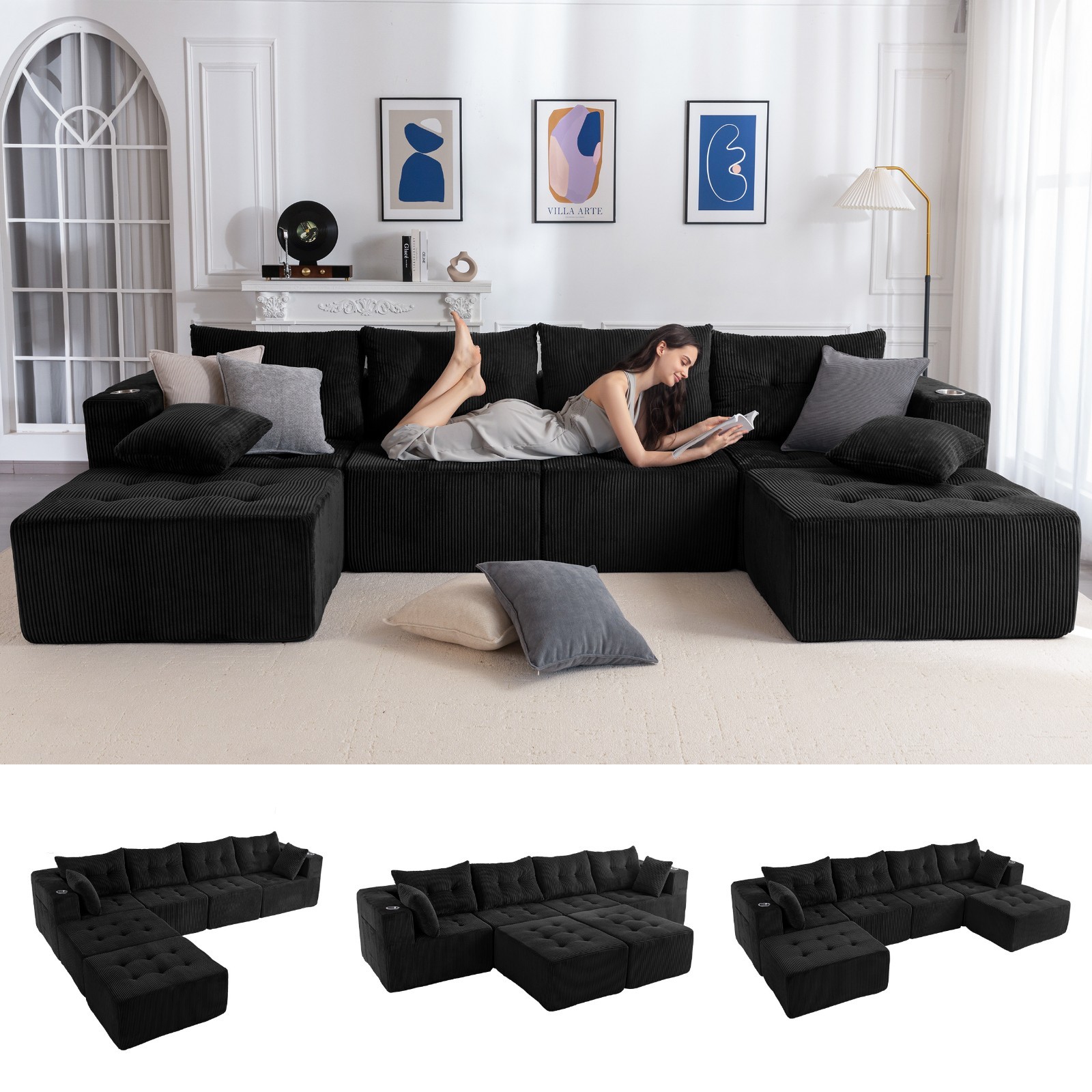 MAXYOYO Cloud Modular Sofa ,Versatile Sectional Couch Sofa with Ottoman gallery