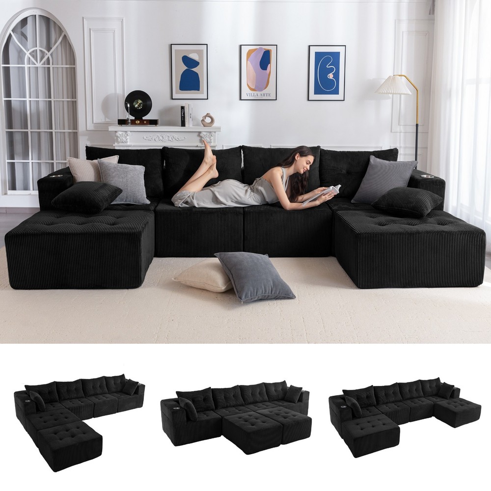 MAXYOYO Cloud Modular Sofa ,Versatile Sectional Couch Sofa with Ottoman