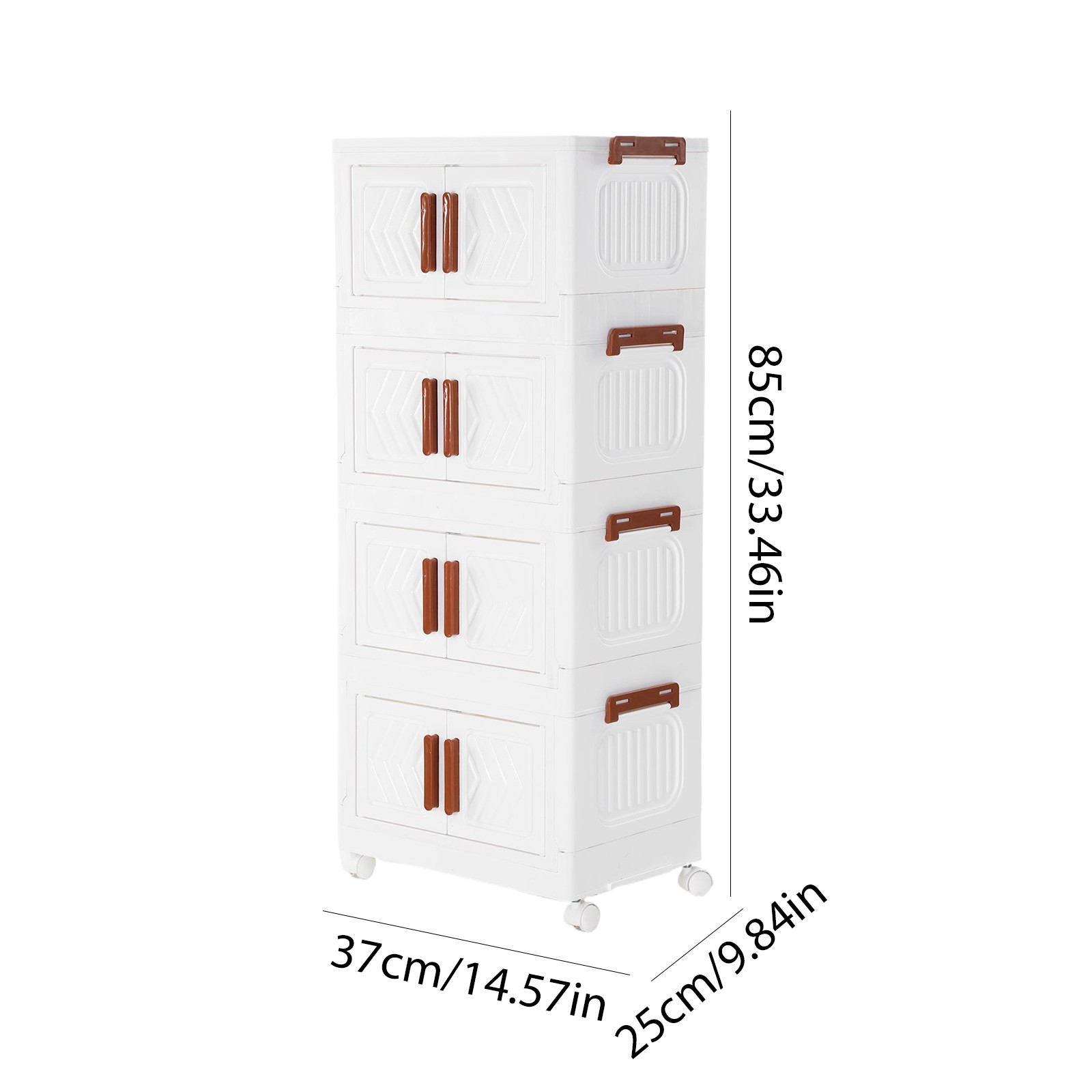 4 Tier Folding Storage Cabinet Stackable Boxes with Magnetic Doors & Wheels US gallery