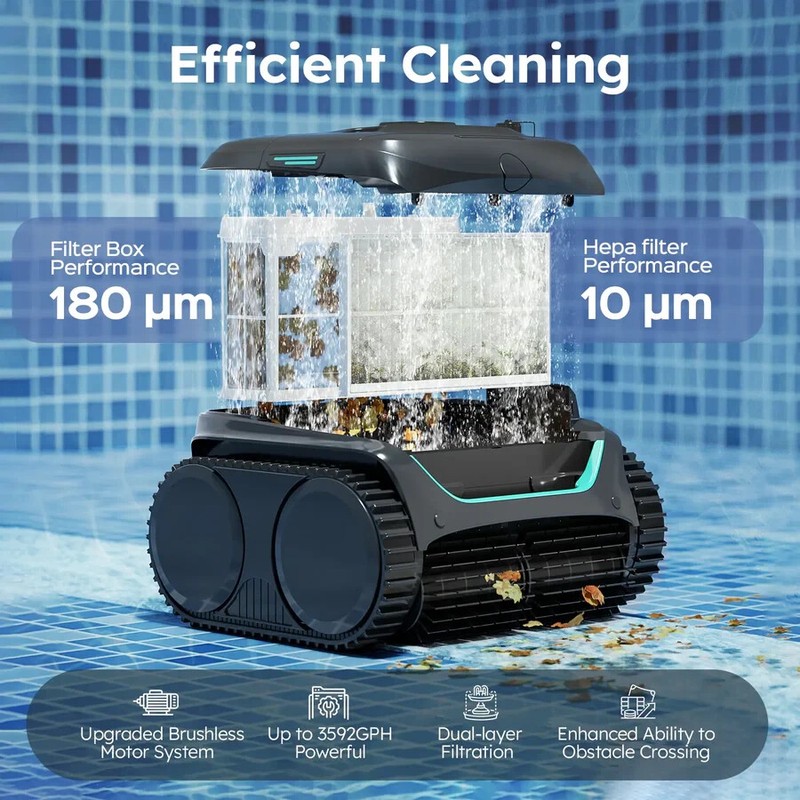 WYBOT C2 Robotic Pool Cleaner, Cordless Pool Vacuum for Inground Pools gallery