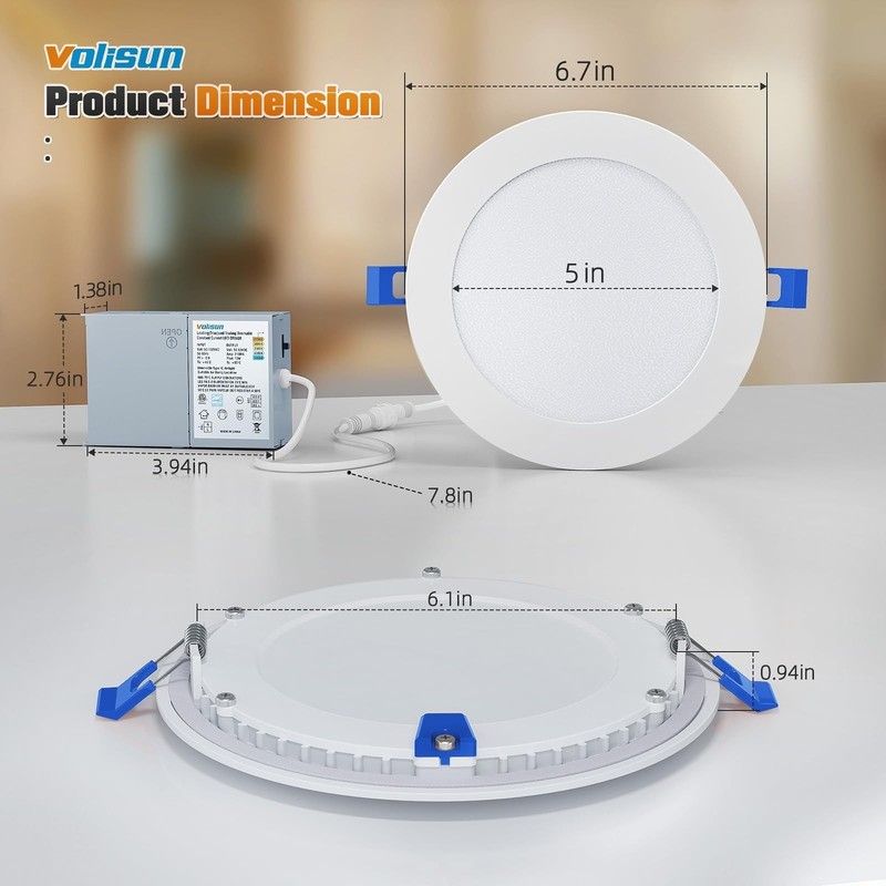 8 Pack 6" Dimmable LED Recessed Lighting, 5CCT 2700K-5000K, 1080LM Canless Downl gallery