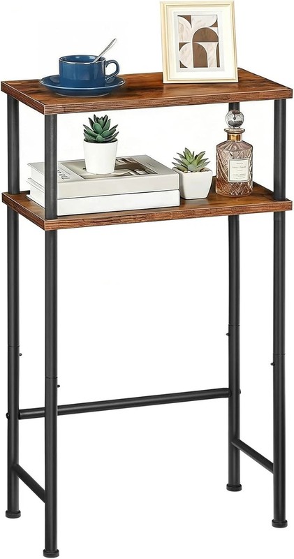 Rustic Brown and Black Console Table - 15.7" Hallway & Sofa Table with Storage gallery