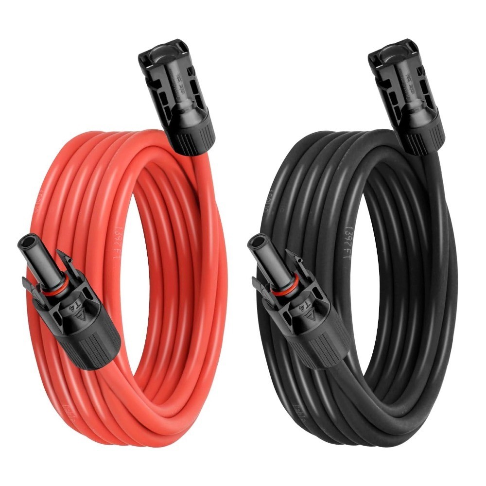 10FT 10AWG Solar Extension Cable Male & Female Connectorsl,10FT Red + 10FT Black gallery