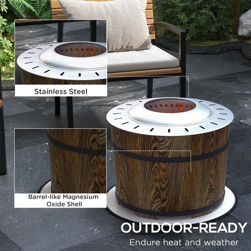 Smokeless Fire Pit with Mat 20" Firepit Magnesium Oxide Brown gallery