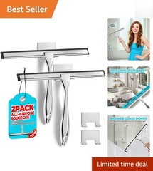 2PACK Shower Squeegee for Glass Doors, Squeegee for Shower Glass，All-Purpose …