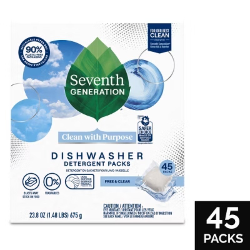 Seventh Generation Free & Clear Natural Dishwasher Detergent Packs - 45ct gallery