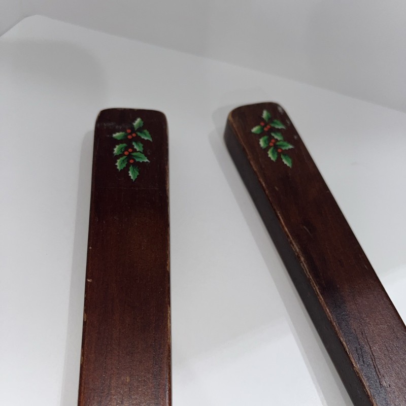 Vtg Apse Christmas Tree Pattern Salad Wood Servers Wood 12” Hand Wash Only gallery