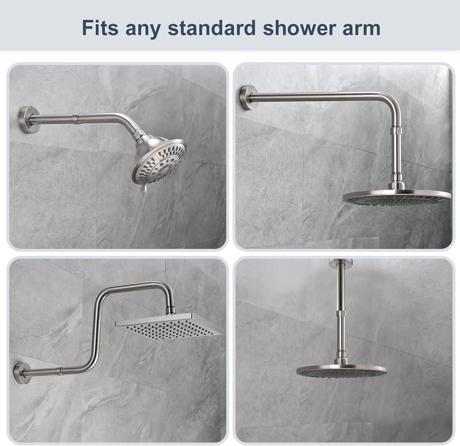 Shower Arm 4'' Extender for Rain and Handheld Shower Head, Brushed BAE0401-02 gallery