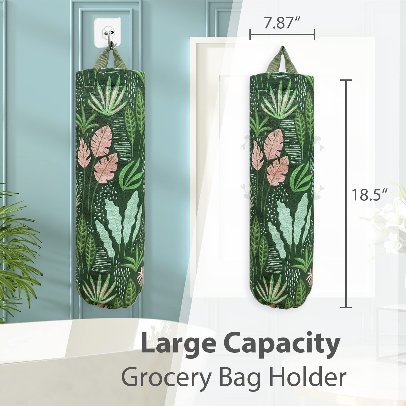 Plastic Bag Holder, Reusable Grocery Bag Organizer, Wall Mount, 1 Pack, Seaweed gallery
