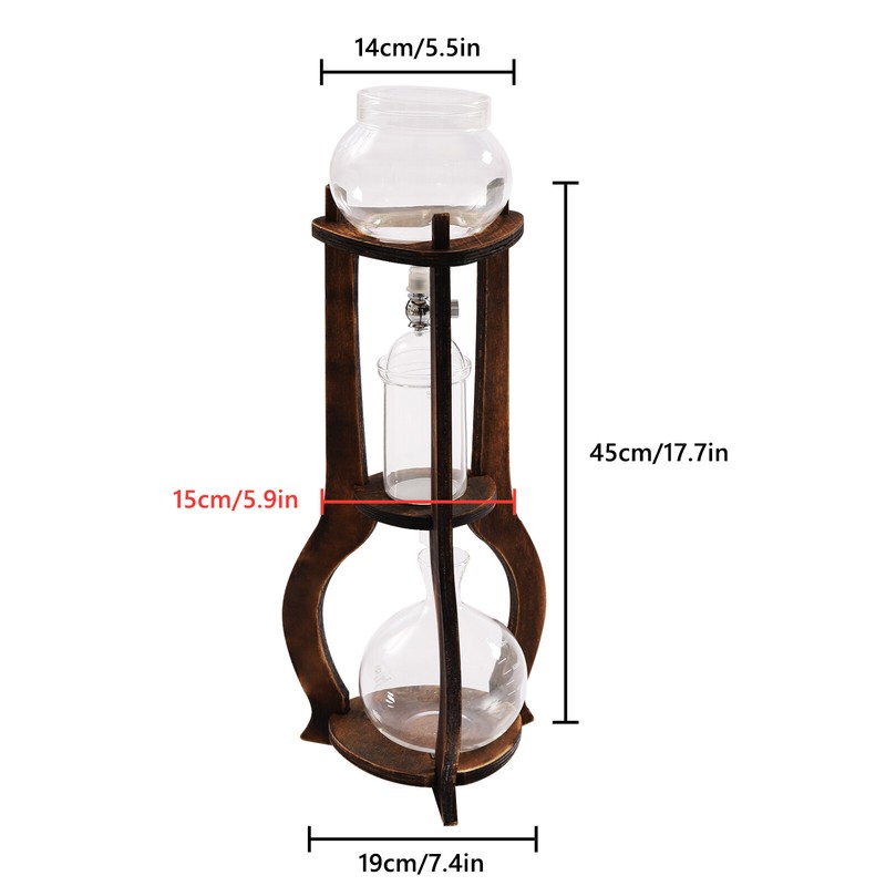 Cold Brew Iced Coffee Drip Tower Coffee Maker Wooden for 6-8 Cups Coffee 600ml gallery