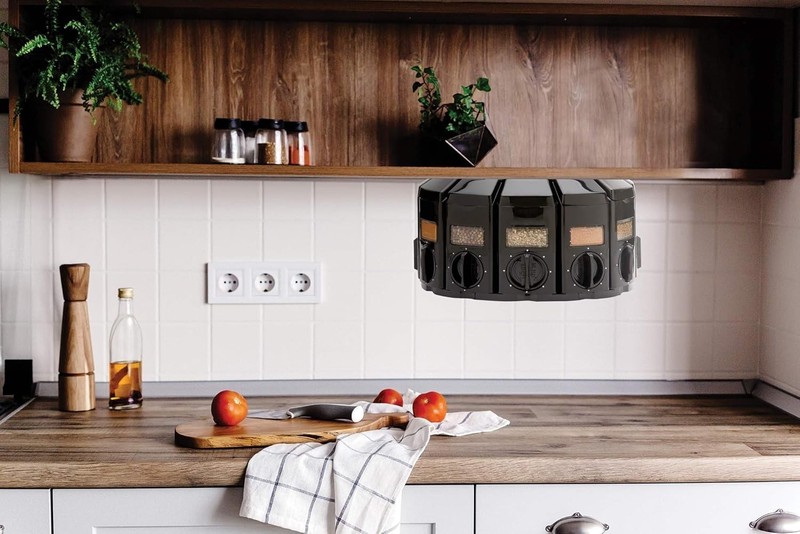 Space-Saving Spice Rack Carousel: Durable Auto-Measure 12 Compartment Design gallery