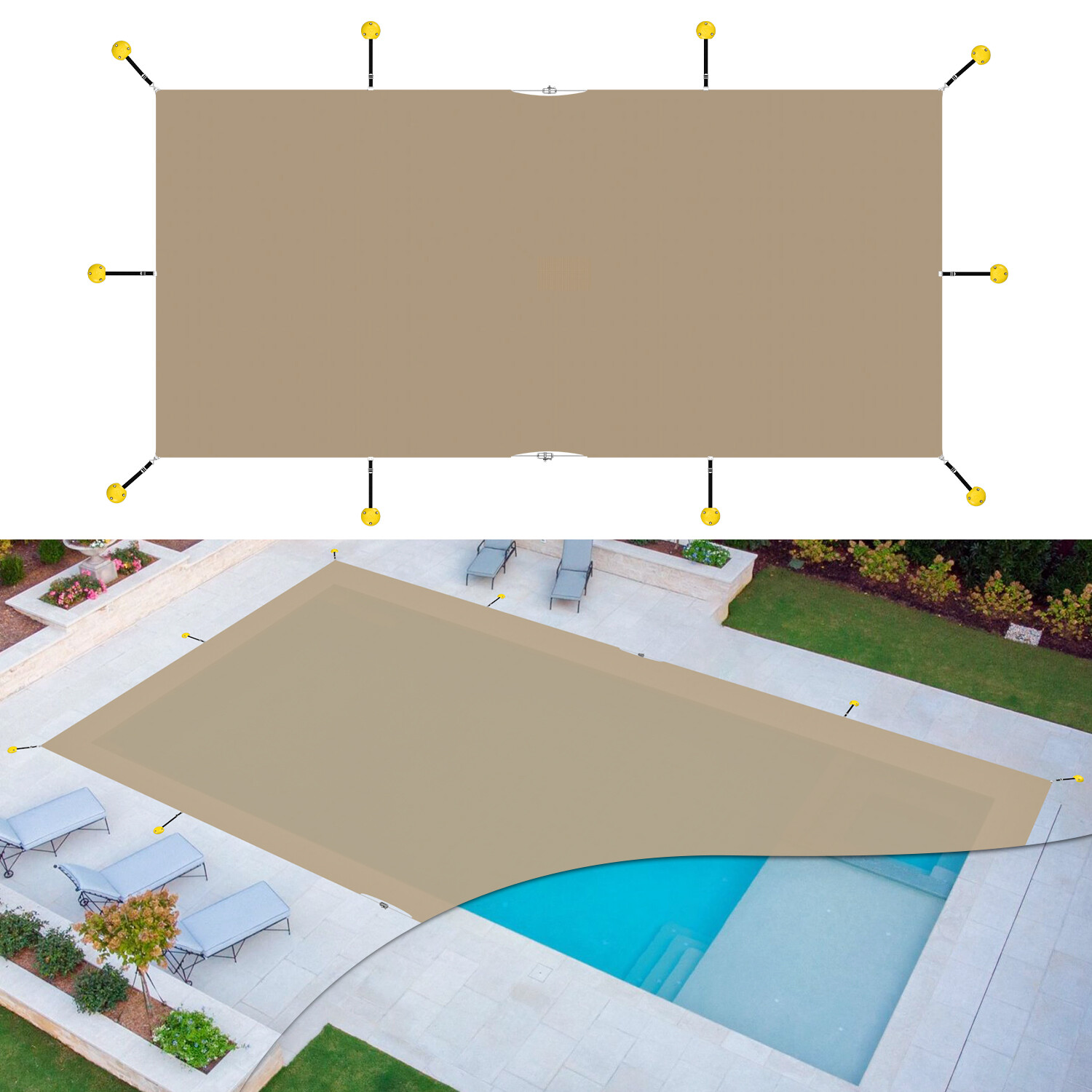Rectangle Winter Pool Cover Sand Heavy Duty Safety for Inground Swimming Pool gallery