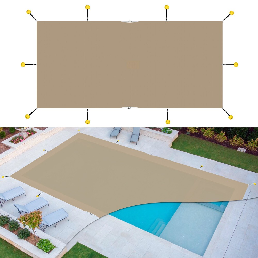 Rectangle Winter Pool Cover Sand Heavy Duty Safety for Inground Swimming Pool