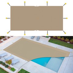 Rectangle Winter Pool Cover Sand Heavy Duty Safety for Inground Swimming Pool