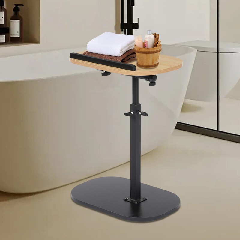 Log Color C-shaped Side Table Height Adjustable Side Table Small Coffee Table gallery