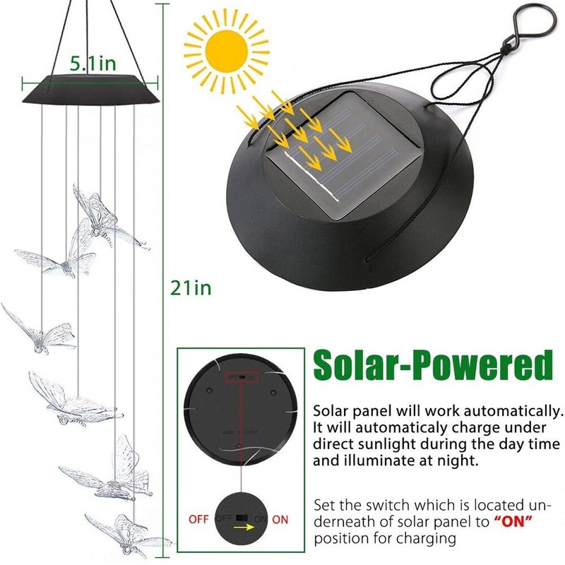Color-Changing Outdoor LED Solar Powered Wind Chime Light Yard Garden Decor gift gallery