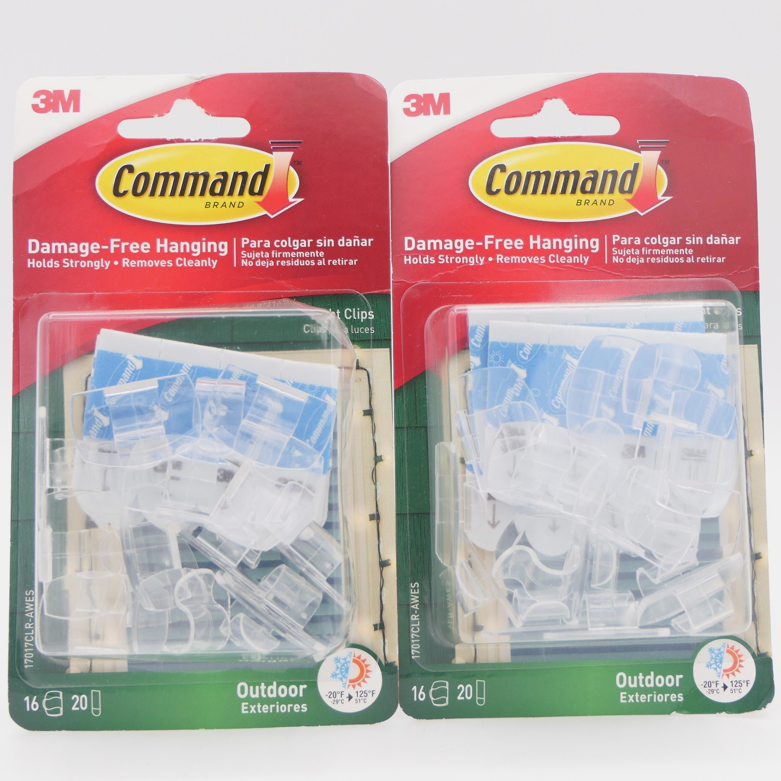 3M Command Damage Free Hanging Clear Light Clips 2 Packs 16 Clips 20 Strips Each gallery