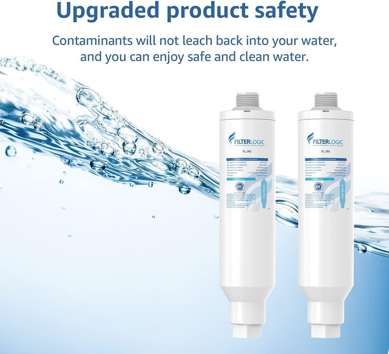 Filterlogic RV Inline Water Filter Reduces Chlorine 2 Pack with 1 Hose Protector gallery