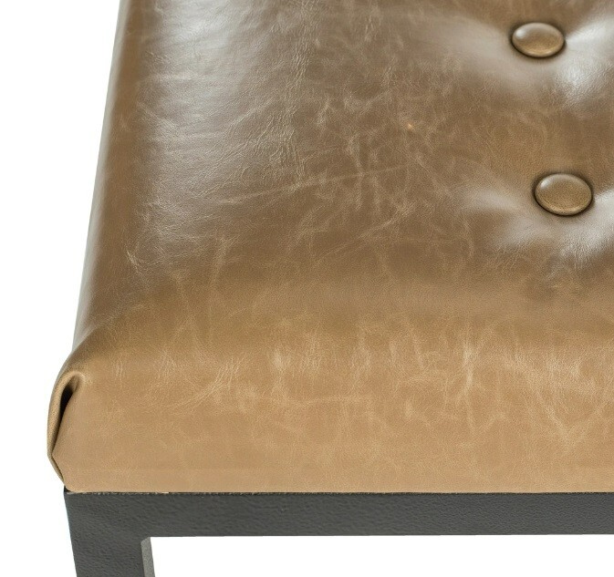 48x18 Tan Black Entry Way Bench Rectangular Seat Stool Faux Leather Tufted Hall gallery