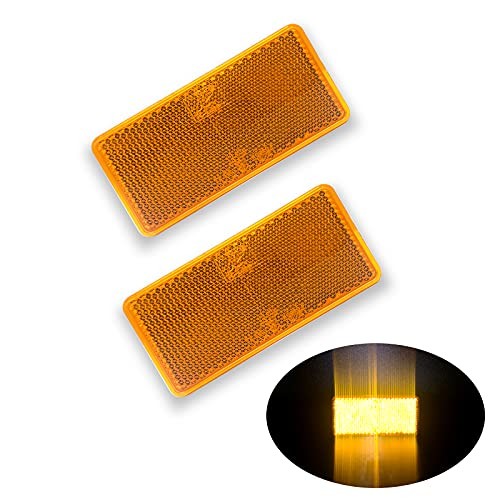 E-Mark CCC 2pcs Rectangle Reflector Self Adhesive Stick on Trailer Amber gallery
