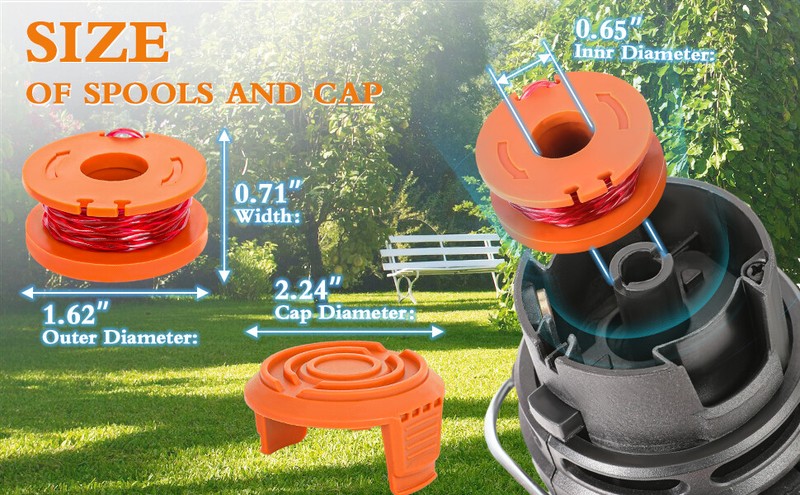 12/16-pack WA0010 Grass Trimmer Spools Line + 2/4 Caps For WORX Weed Eater Edger gallery