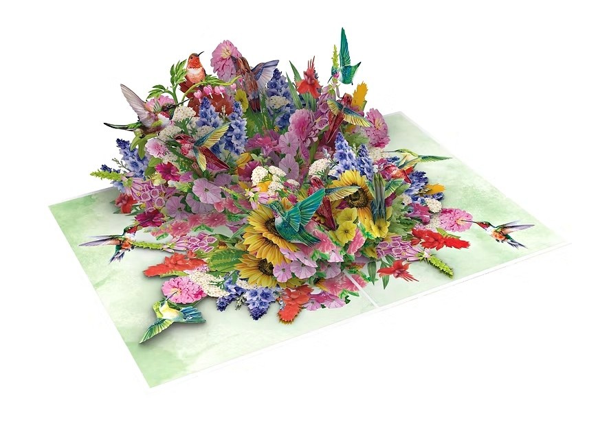 3D Pop Up Greeting Card Hummingbird Flower Floral Birthday Get well Thank you gallery