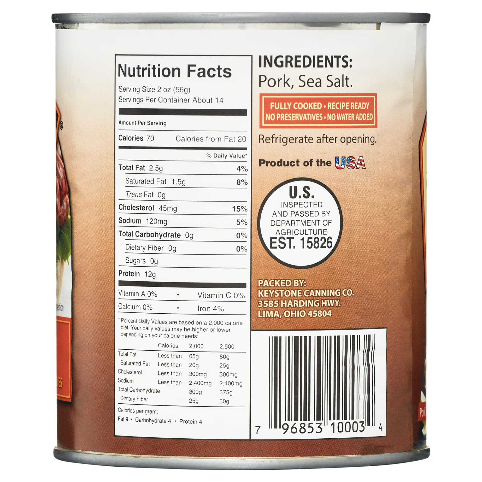 Keystone All Natural Pork, 28 oz Can gallery