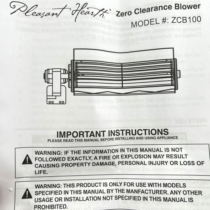 Pleasant Hearth Circulating Blower for Zero Clearance Fireplace ZCB100 gallery