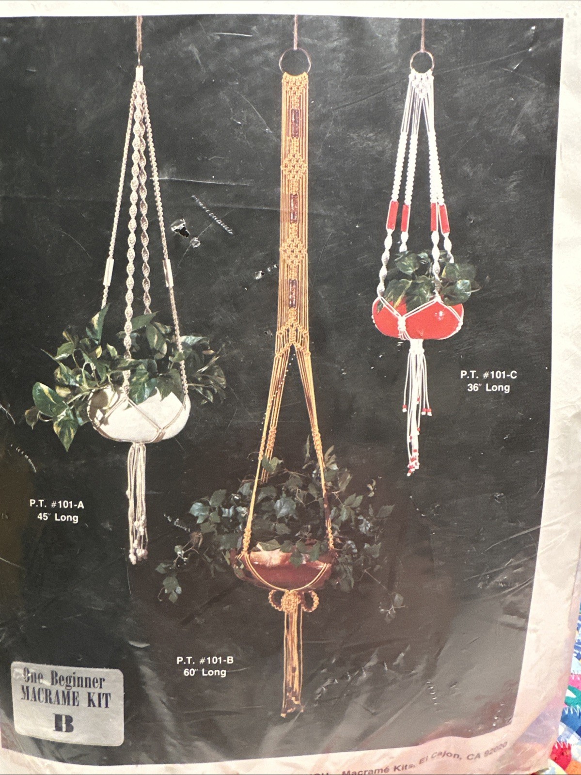 Vtg Personal Touch Macrame 60 Long Plant Hanger Kit 101-B Brown Beaded Beginner gallery