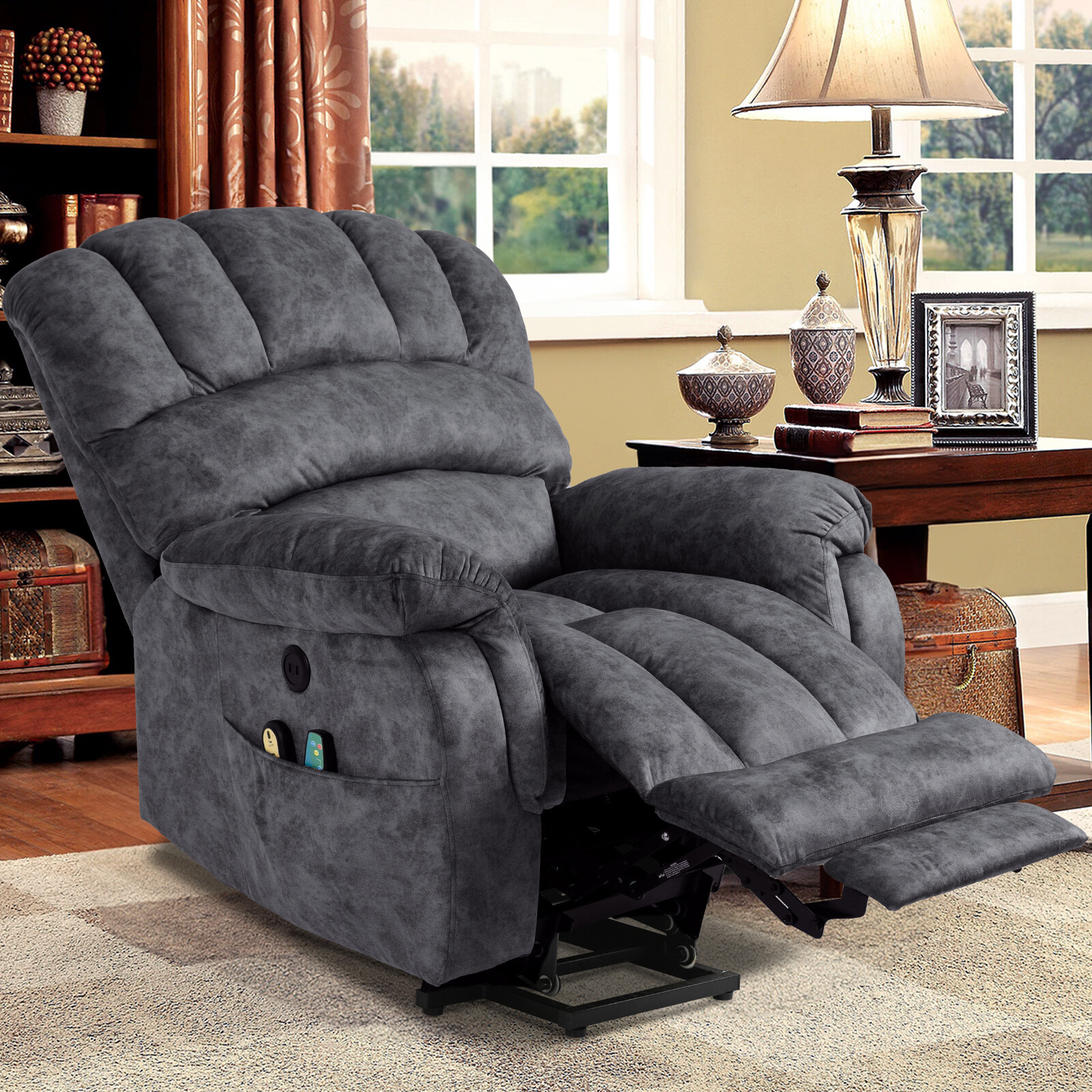 Big Tall Large Electric Power Lift Recliner Chair Extended Footrest Massage Heat gallery