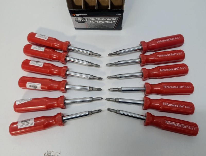 (12) Performance Tool W975 6-in-1 Quick Change Screwdrivers NEW (Case Of 12) gallery