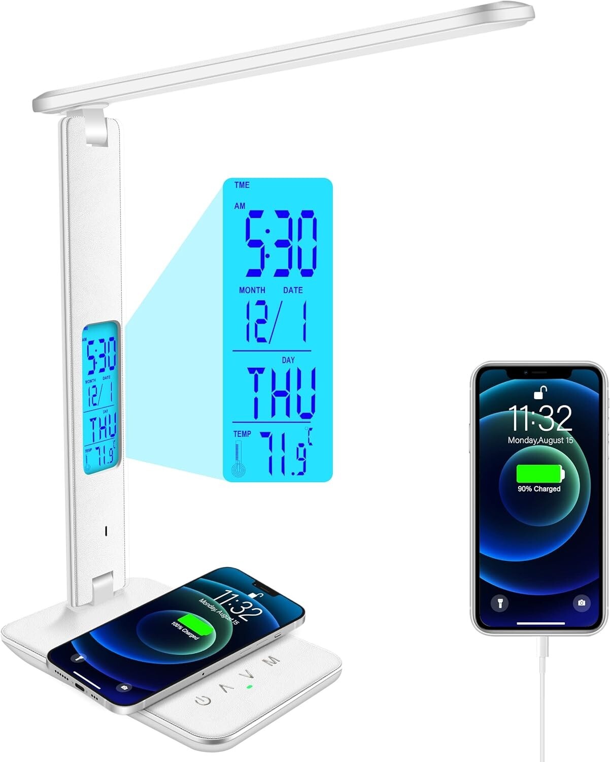 Desk Lamp, Desk Light with Wireless Charger, USB Charging Port, Dimmable Office gallery