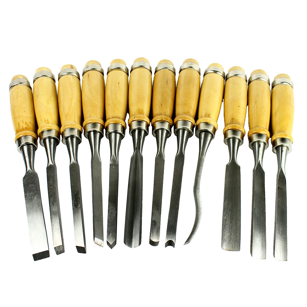 12 Piece Wood Carving Hand Chisel Tool Set Professional Woodworking Gouges Steel gallery