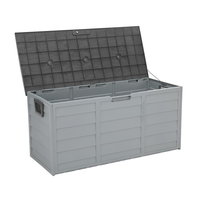 75gal 260L Outdoor Plastic Storage Deck Box Cushions Toys Lockable Seat gallery
