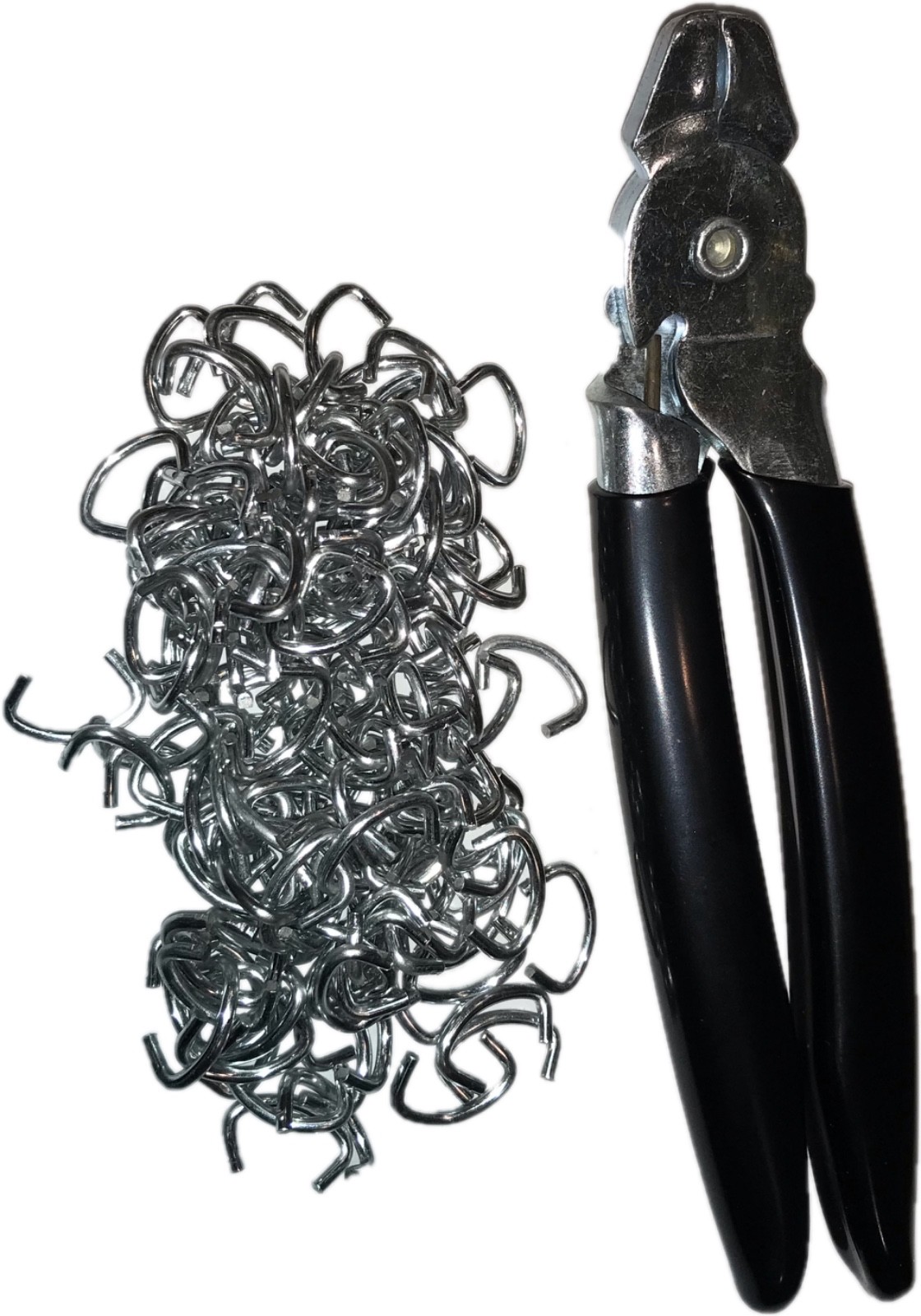 NEW ANGLE HOG RING PLIERS + 2 pounds of 1/2" Galvanized Hog Rings HEAVY DUTY gallery