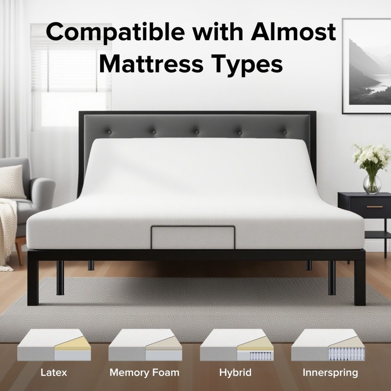 Adjustable Bed Frame with Massage Head & Foot Incline Queen Size Wireless Remote gallery