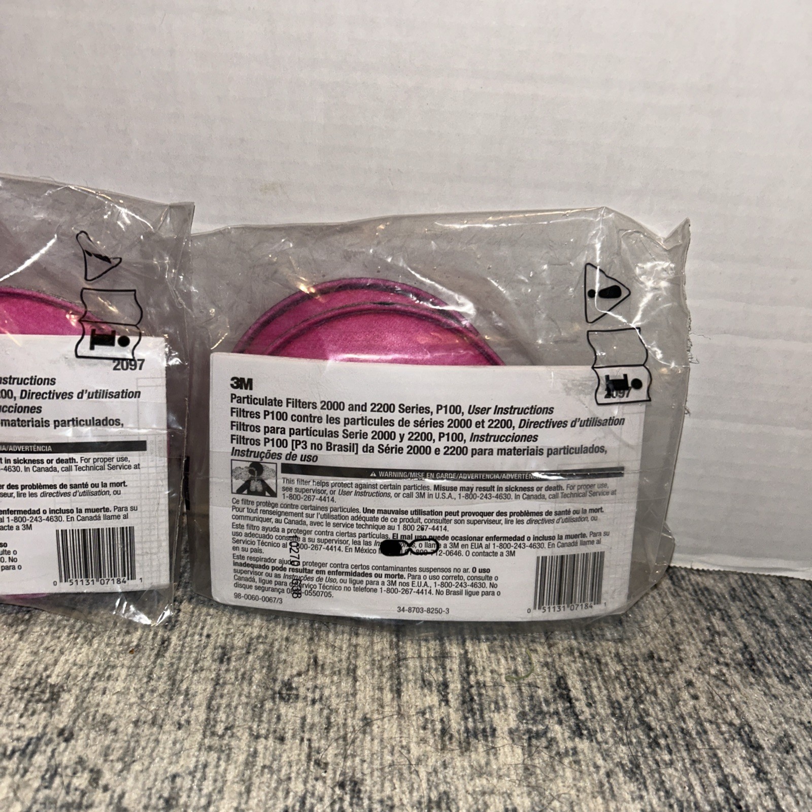 Lot (2) 3M Particulate Filter P100 Nuisance Level Organic Vapor 2 Pack 2097 gallery