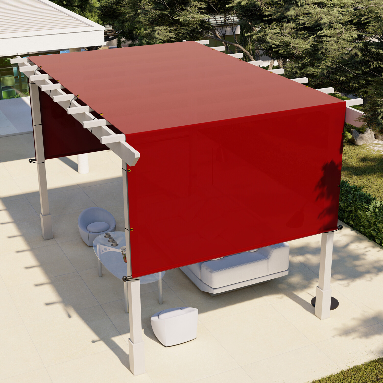 10-16ft Waterproof Replacement Pergola Shade Cover Panel w/ Rod Yard Garden Red gallery
