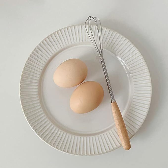 3Pcs Whisk With Solid Wood Handle Kitchen Mini Stainless Steel Egg Beater gallery
